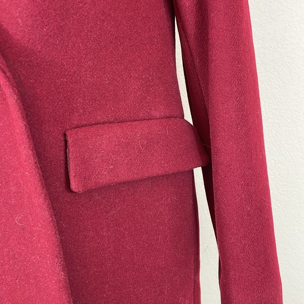 Trf collection Zara maroon deep v wool coat size small - Picture 4 of 12